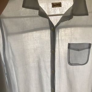 Maison Scotch tres jolie sheer button down shirt